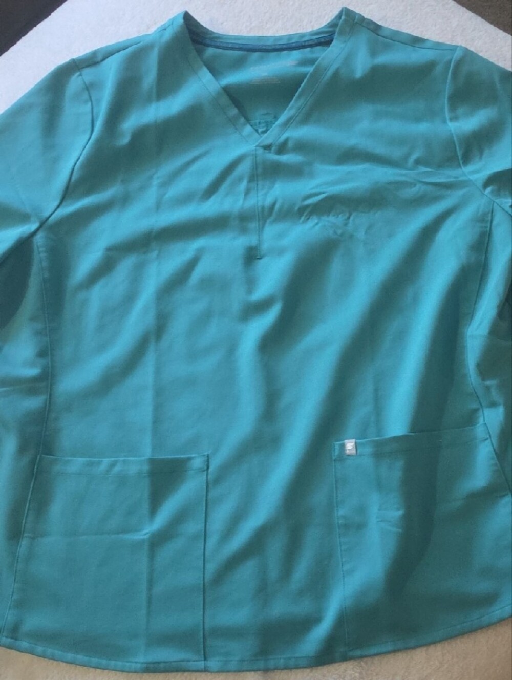 Teal Fabletics Scrub Top with V-Neck
